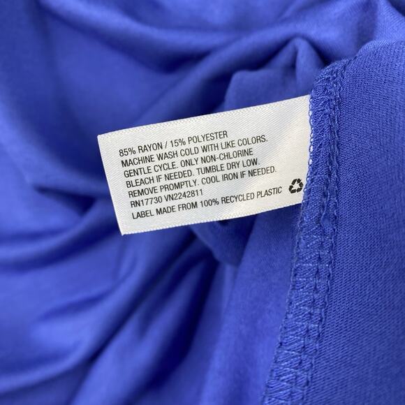 Ava & Viv Top Womens 1X Blue Embroidered Burnout Cap Short Sleeve Boho Stretch - Picture 6 of 7